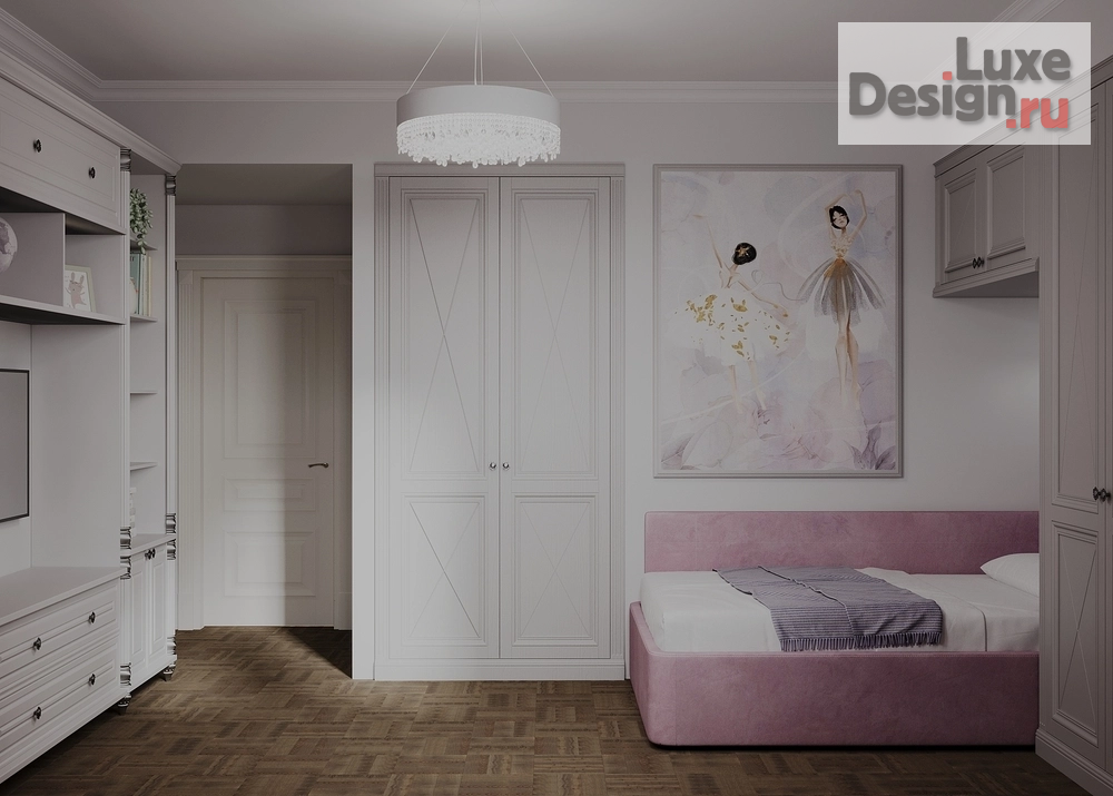 Дизайн интерьера четырехкомнатной квартиры "Детская комната для маленькой принцессы в ЖК "Мосфильмовский"" (фото 5)