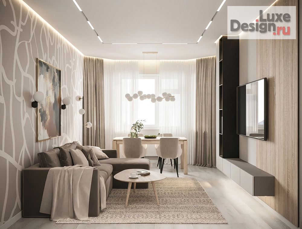 Дизайн интерьера трехкомнатной квартиры " Квартира в светлых тонах для семьи " (фото 1)