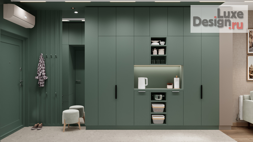 Дизайн интерьера квартиры студии "АРОМАТ ЭВКАЛИПТА" (фото 2)