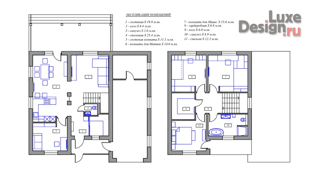 Дизайн интерьера загородного дома "Современный дом для семьи с двумя детьми подростками" (фото 2)