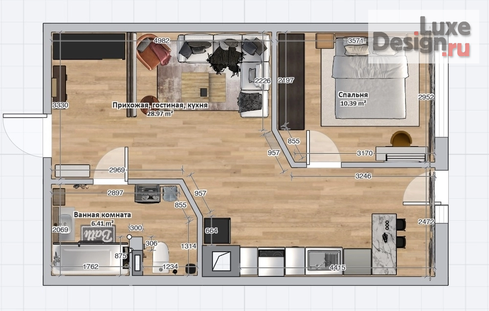 Дизайн интерьера однокомнатной квартиры "Лесная симфония" (фото 14) от дизайнера Панамарева Ольга Вячеславовна Дизайн интерьера однокомнатной квартиры "Лесная симфония" (фото 14)