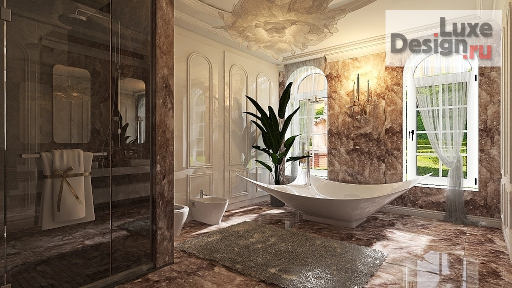 дизайн интерьера санузла "Интерьер ванной в лучах солнечного света" (фото 1)