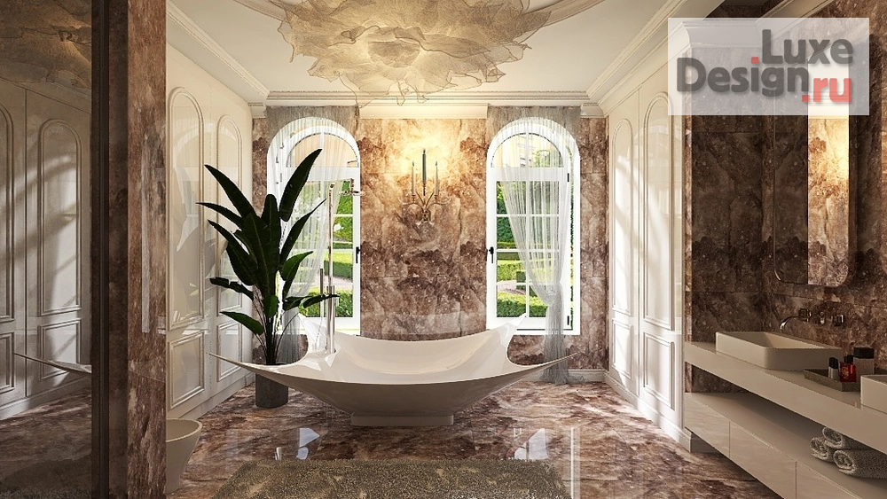 дизайн интерьера санузла "Интерьер ванной в лучах солнечного света" (фото 2)