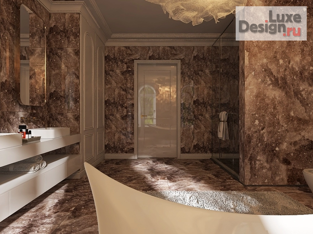 дизайн интерьера санузла "Интерьер ванной в лучах солнечного света" (фото 5)