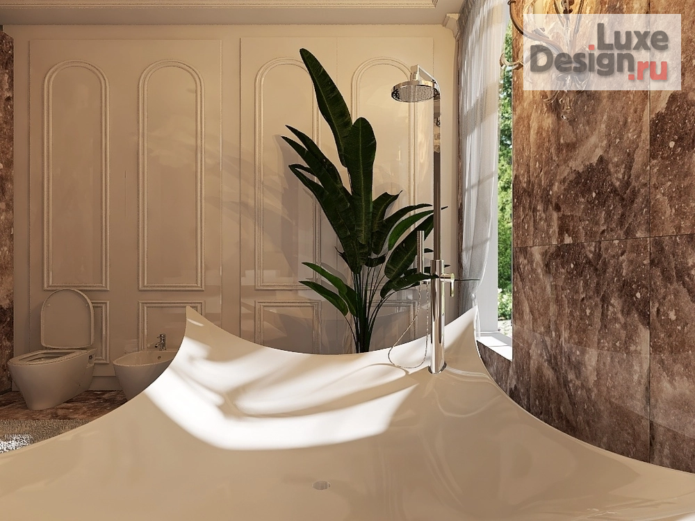 дизайн интерьера санузла "Интерьер ванной в лучах солнечного света" (фото 7)