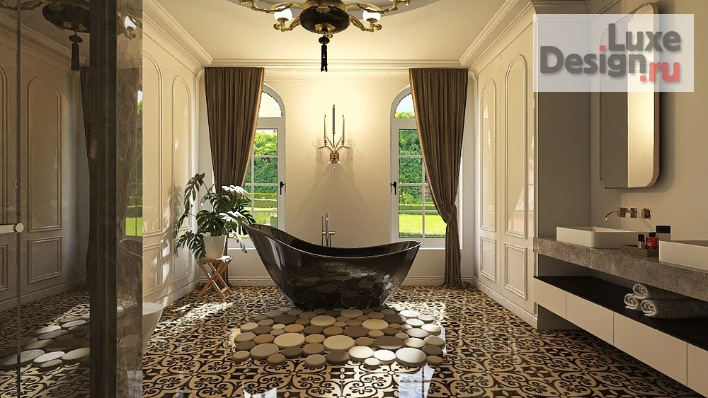 Дизайн интерьера ванной "Интерьер большой ванной комнаты" (фото 4)