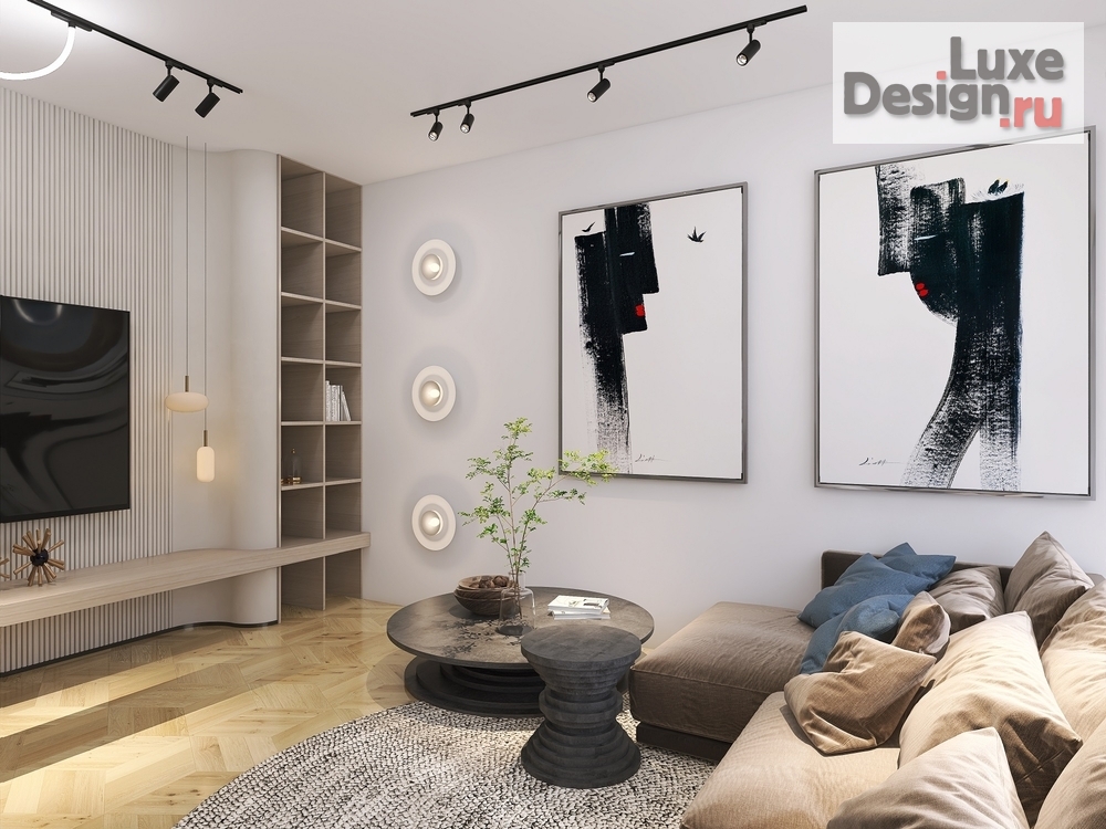 Дизайн интерьера гостиной "Кухня-гостиная с камином и рабочим местом" (фото 4)