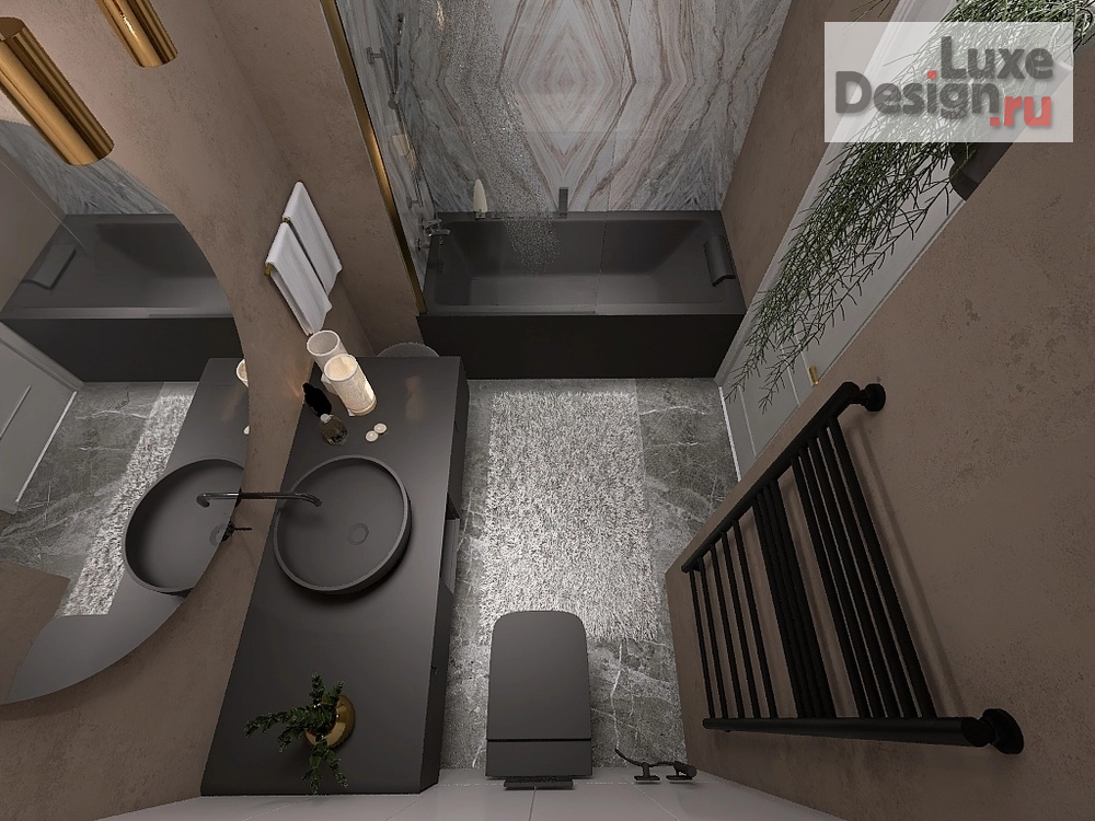 Дизайн интерьера ванной "Санузел с ванной" (фото 2)