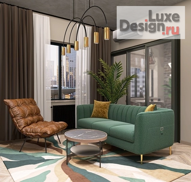 Дизайн интерьера трехкомнатной квартиры "Шикарный лофт для шикарного мужчины" (фото 1)