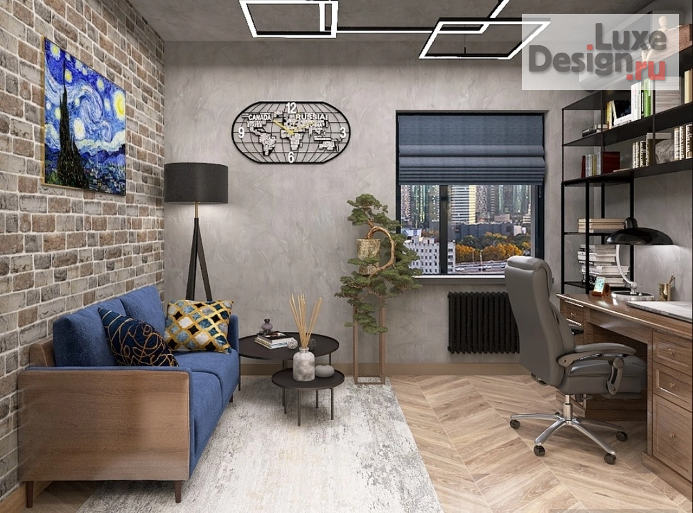 Дизайн интерьера трехкомнатной квартиры "Шикарный лофт для шикарного мужчины" (фото 3)