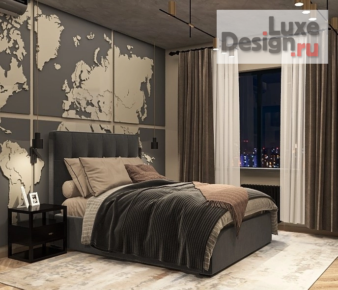 Дизайн интерьера трехкомнатной квартиры "Шикарный лофт для шикарного мужчины" (фото 4)