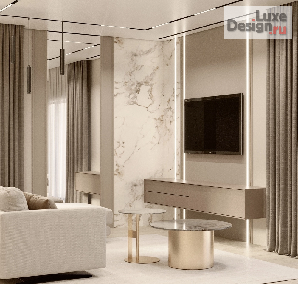 Дизайн интерьера частного дома ""Бархатный беж" - дизайн-проект первого этажа частного дома " (фото 2)