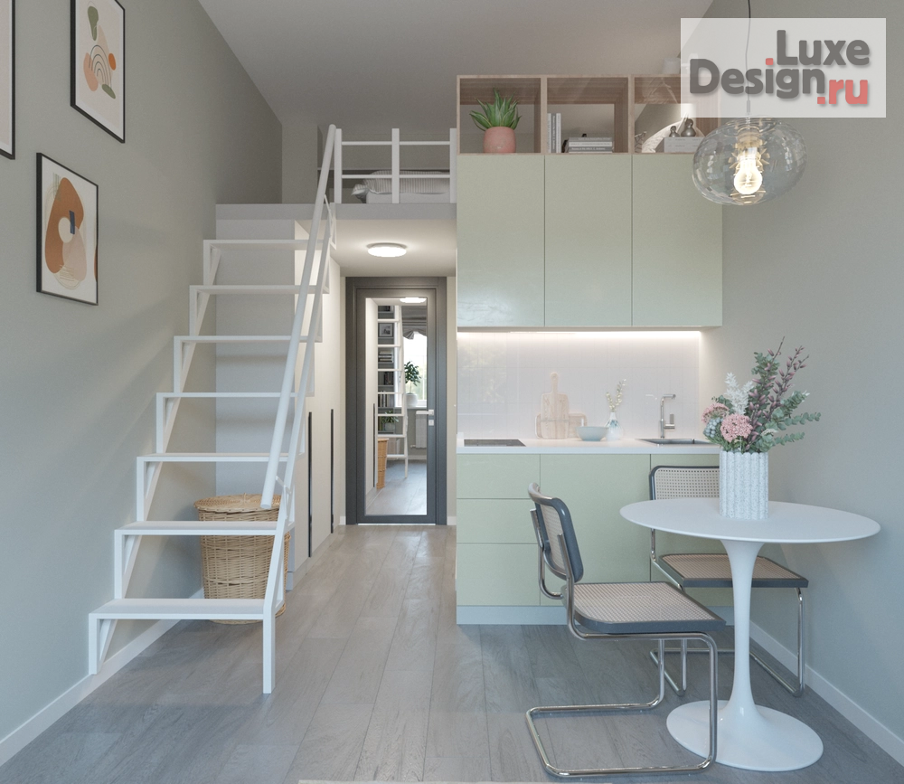 Дизайн интерьера апартаментов "Фисташка и лосось" (фото 2) от дизайнера Степанова Оксана Александровна Дизайн интерьера апартаментов "Фисташка и лосось" (фото 2)