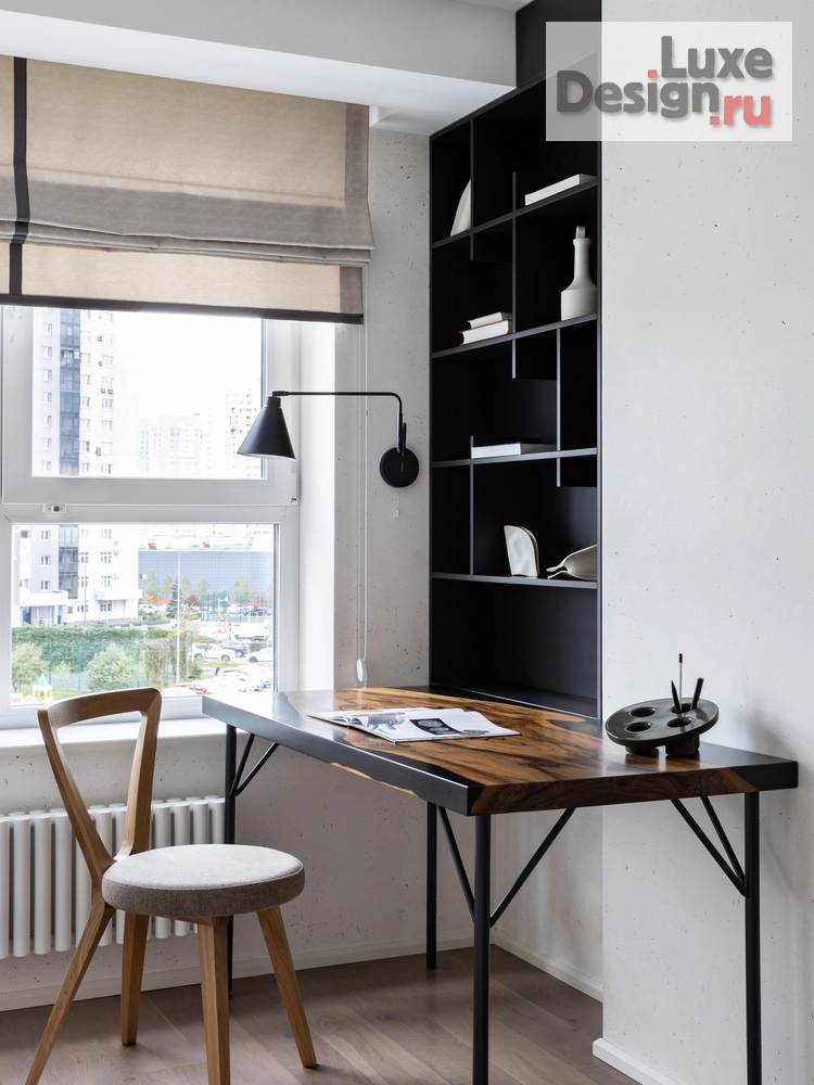 Дизайн интерьера комнаты "Лаконичная спальня с рабочим местом и природным орнаментом" (фото 3) от дизайнера Федотова Надежда Дизайн интерьера комнаты "Лаконичная спальня с рабочим местом и природным орнаментом" (фото 3)