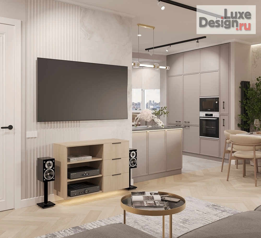 Дизайн интерьера гостиной "Деликатный серый, гостиная" (фото 12) от дизайнера Юлия Бушуева Дизайн интерьера гостиной "Деликатный серый, гостиная" (фото 12)