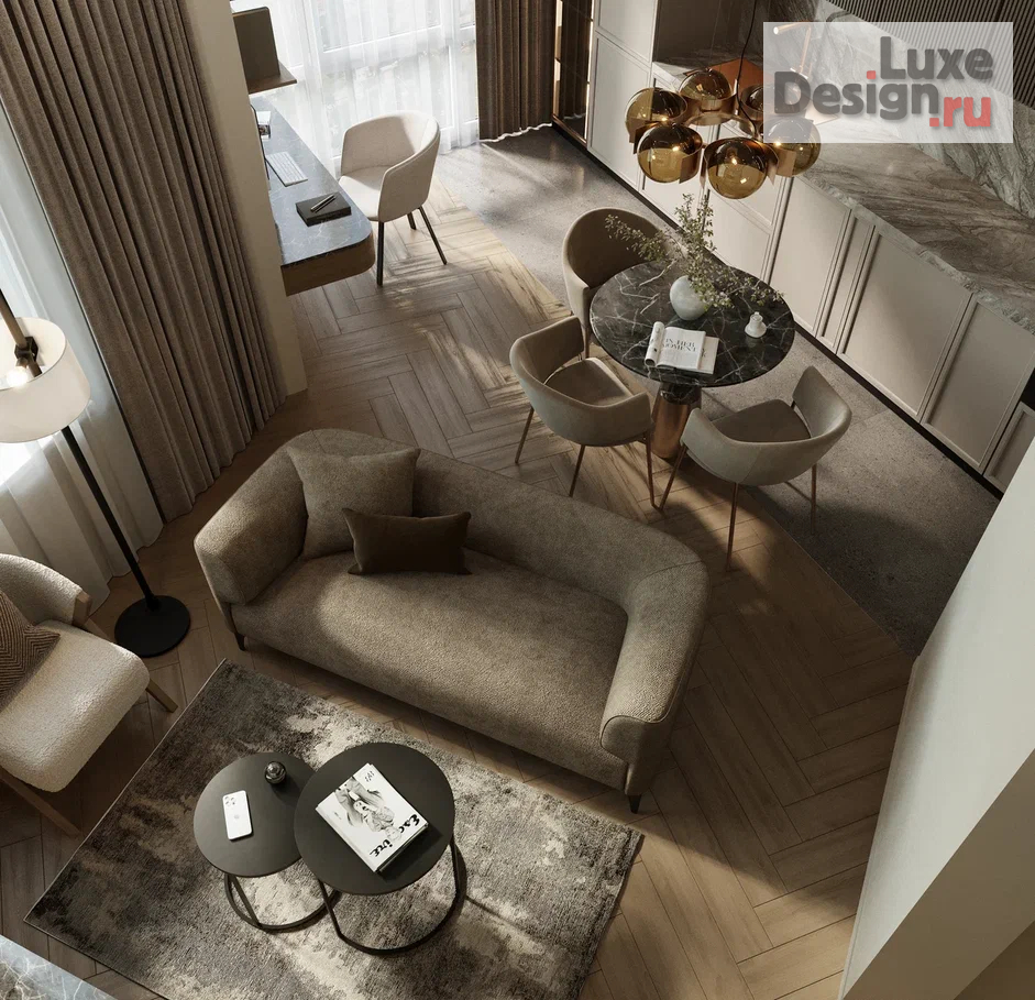 Дизайн интерьера двухкомнатной квартиры "ИНТЕРЬЕР КВАРТИРЫ ВО ВНУКОВО 60 КВ.М" (фото 1)