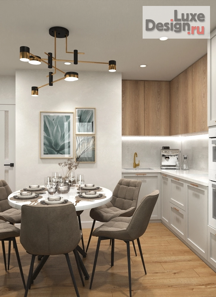 Дизайн интерьера двухкомнатной квартиры "Светлый интерьер для спокойной жизни вдвоём" (фото 5)