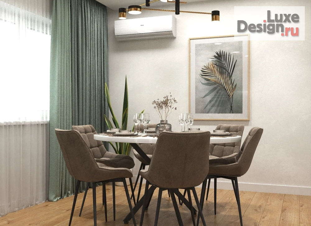 Дизайн интерьера двухкомнатной квартиры "Светлый интерьер для спокойной жизни вдвоём" (фото 6)