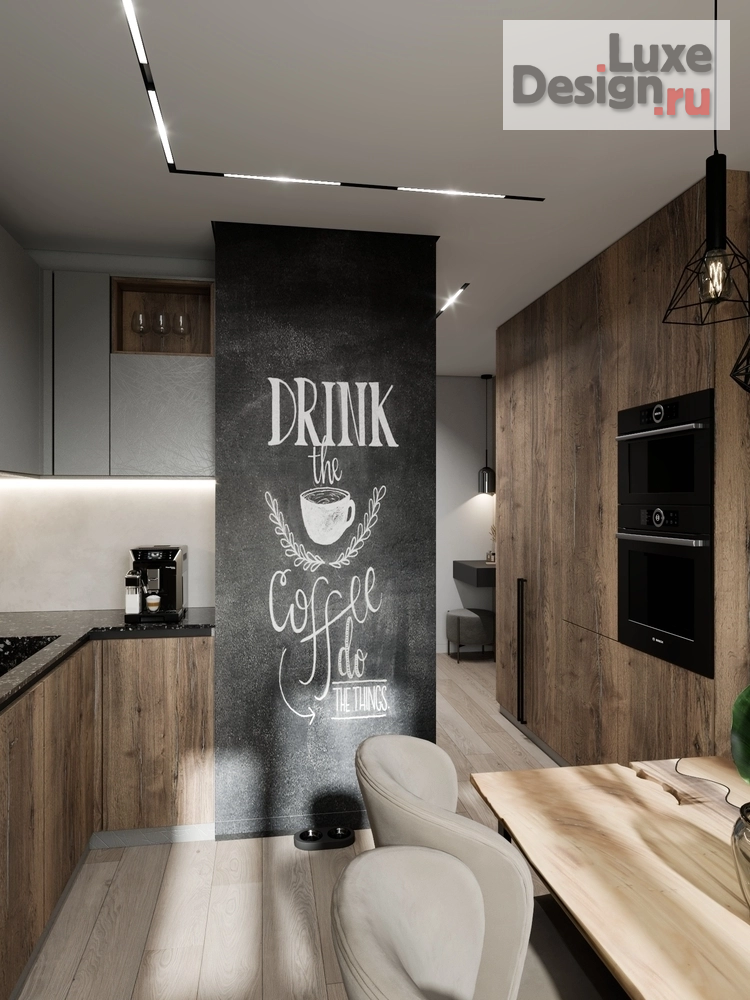 Дизайн интерьера однокомнатной квартиры "Современный минимализм с лёгким лофтом" (фото 5)