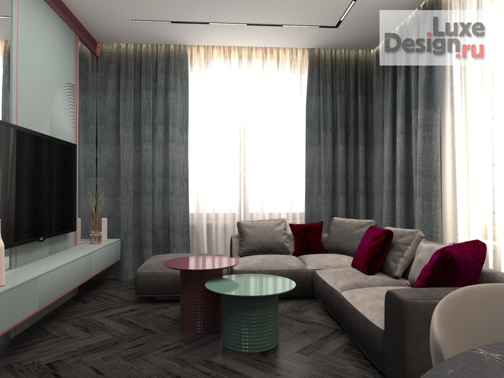 Дизайн интерьера гостиной "Мята и рябина" (фото 3)