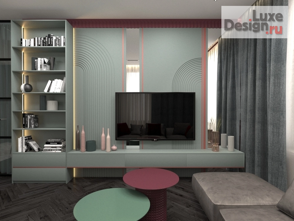 Дизайн интерьера гостиной "Мята и рябина" (фото 4)
