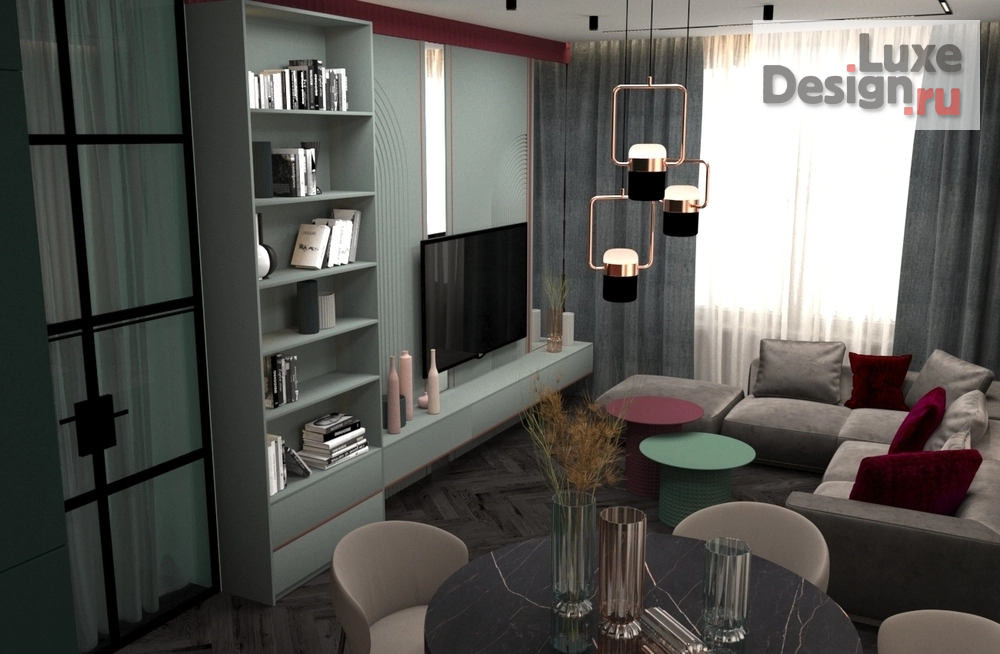 Дизайн интерьера гостиной "Мята и рябина" (фото 7)
