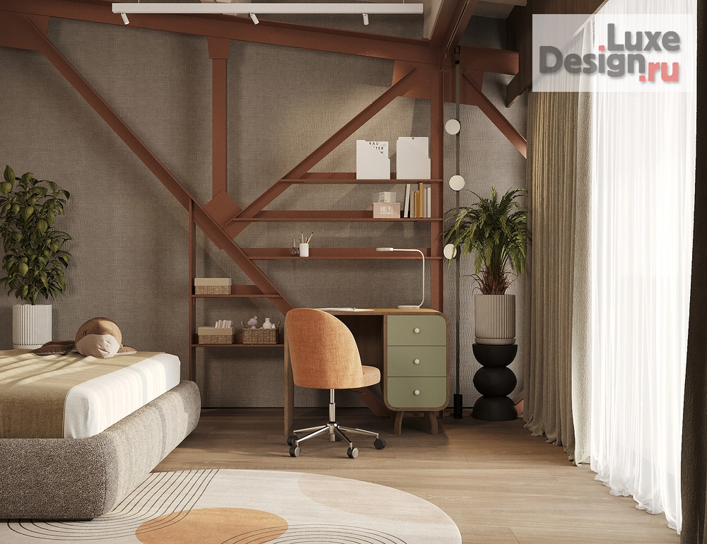 Дизайн интерьера апартаментов "Green Hill лофт пространство 2 этаж" (фото 7)
