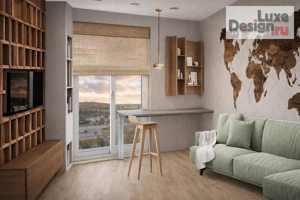 Дизайн интерьера однокомнатной квартиры "Небо Владивостока (онлайн-проект)" (фото 2) от дизайнера Осипенко Ольга Владимировна Дизайн интерьера однокомнатной квартиры "Небо Владивостока (онлайн-проект)" (фото 2)