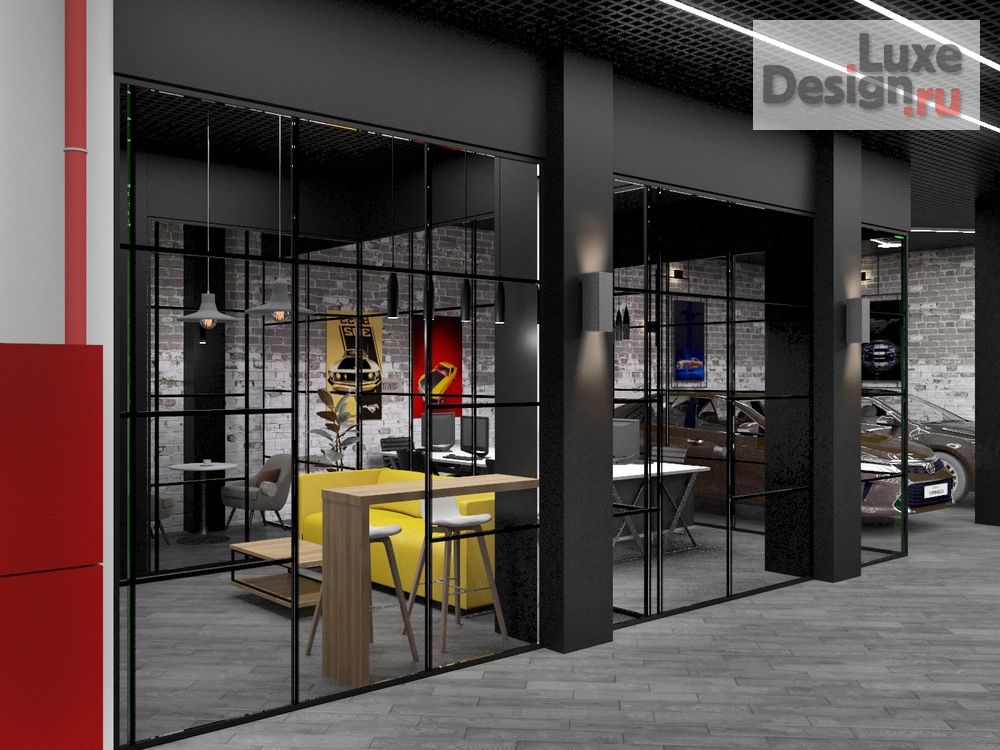 Дизайн интерьера автосалона "Детейлинг На Трехгорной Мануфактуре" (фото 5)