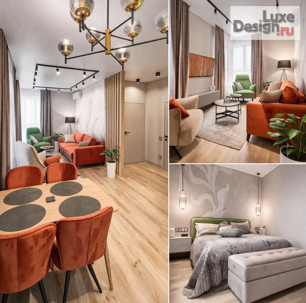 Дизайн интерьера двухкомнатной квартиры "Квартира в новостройке, 55кв.м. которые работают как 90кв.м." (фото 1)