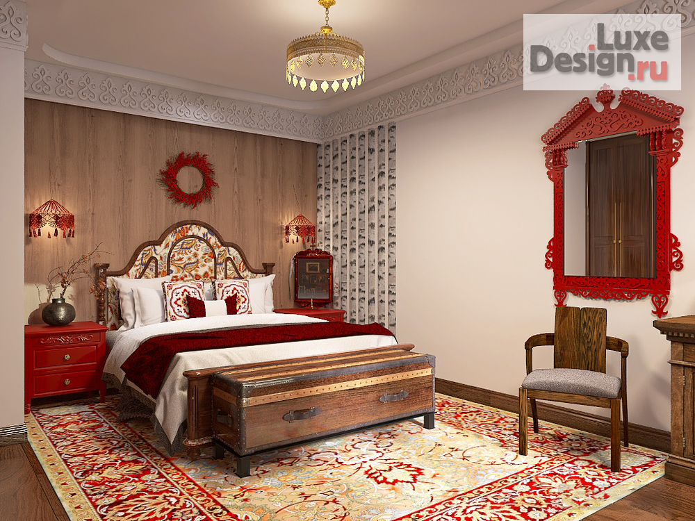 Дизайн интерьера спальни "Дом в старорусском стиле" (фото 2)