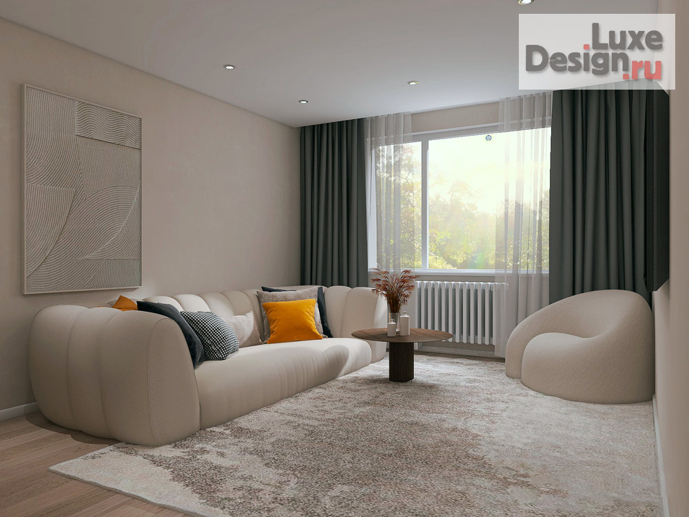 Дизайн интерьера трехкомнатной квартиры "Трехкомнатная квартира 92 м2 ЖК «Ново-Патрушево»" (фото 1) от дизайнера Нелюбина Любовь Олеговна Дизайн интерьера трехкомнатной квартиры "Трехкомнатная квартира 92 м2 ЖК «Ново-Патрушево»" (фото 1)