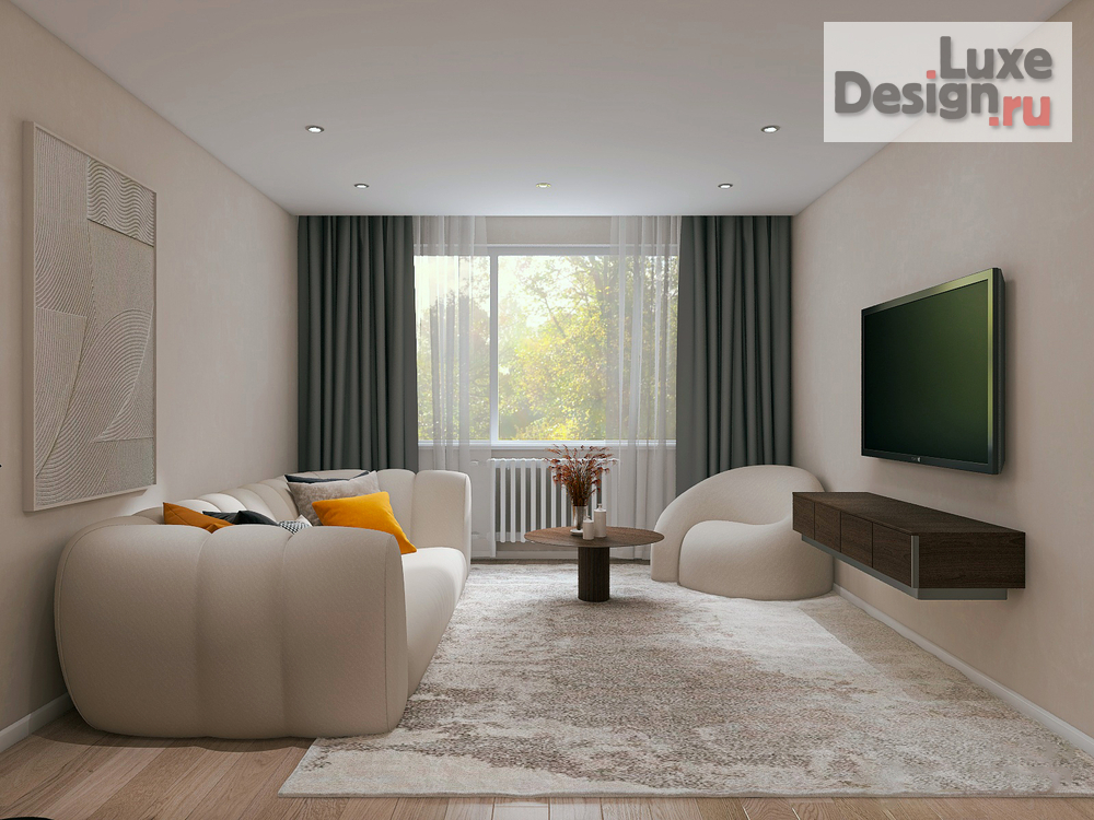 Дизайн интерьера трехкомнатной квартиры "Трехкомнатная квартира 92 м2 ЖК «Ново-Патрушево»" (фото 3) от дизайнера Нелюбина Любовь Олеговна Дизайн интерьера трехкомнатной квартиры "Трехкомнатная квартира 92 м2 ЖК «Ново-Патрушево»" (фото 3)