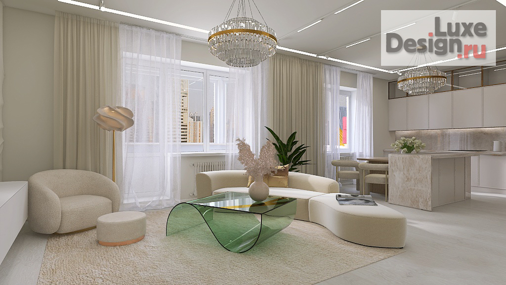 Дизайн интерьера гостиной "4-х комнатная квартира" (фото 7)