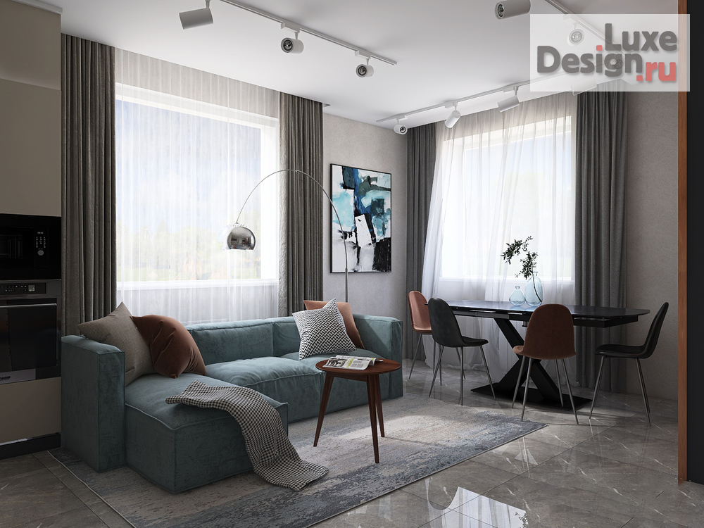 Дизайн интерьера частного дома "Кухня-гостиная 35 м2 в загородном доме" (фото 7) от дизайнера Нелюбина Любовь Олеговна Дизайн интерьера частного дома "Кухня-гостиная 35 м2 в загородном доме" (фото 7)