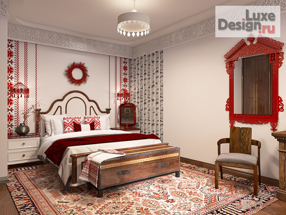 Дизайн интерьера спальни "Дом в старорусском стиле" (фото 4)