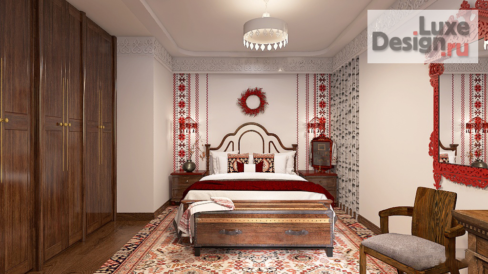Дизайн интерьера спальни "Дом в старорусском стиле" (фото 6)
