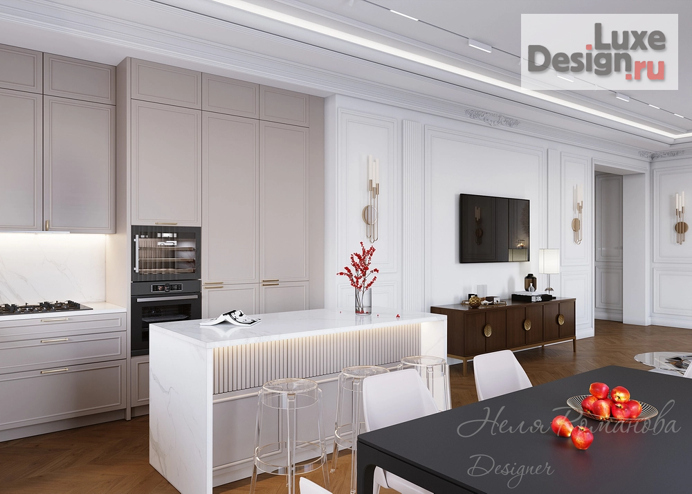 Дизайн интерьера частного дома "Дизайн кухни-гостиной в доме в КП "Riga Family"" (фото 3)