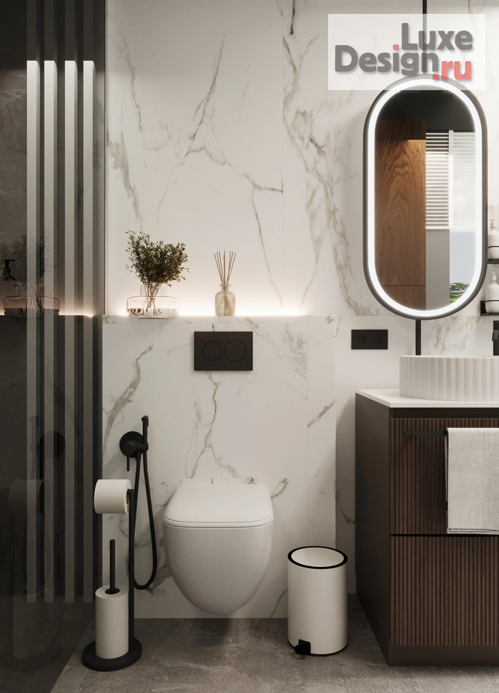 Дизайн интерьера ванной "Ванная кп Новорижский" (фото 14)