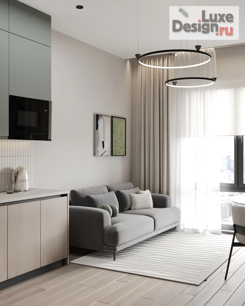 Дизайн интерьера однокомнатной квартиры "ЖК Павелецкая Сити" (фото 2)