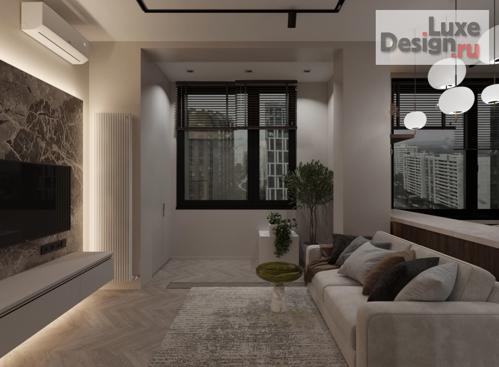 Дизайн интерьера однокомнатной квартиры " Квартиры 45м2 в ЖК Новочеремушкинская 17" (фото 3)