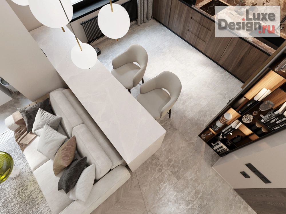 Дизайн интерьера однокомнатной квартиры " Квартиры 45м2 в ЖК Новочеремушкинская 17" (фото 9)