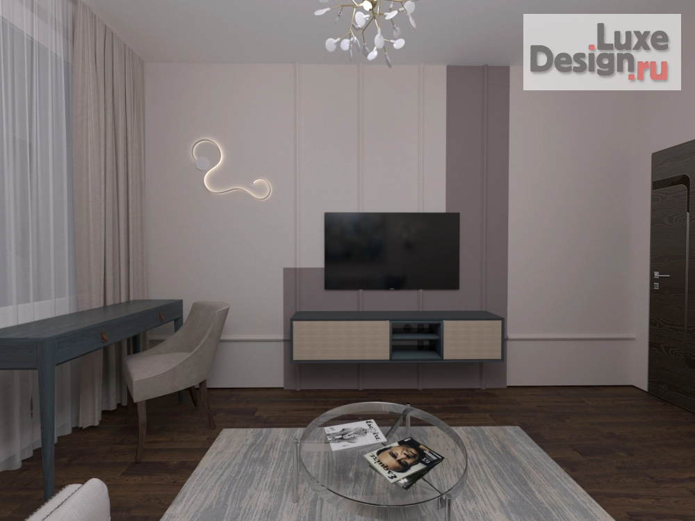 Дизайн интерьера трехкомнатной квартиры "Кабинет" (фото 2)