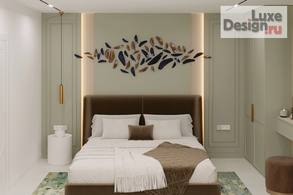 Дизайн интерьера частного дома "Оливковая  спальня  в частном доме " (фото 3)