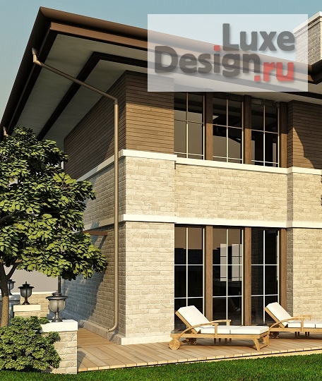 Частная архитектура "Проект загородного дома с баней  в стиле Л.Райта  650м.кв." (фото 16)