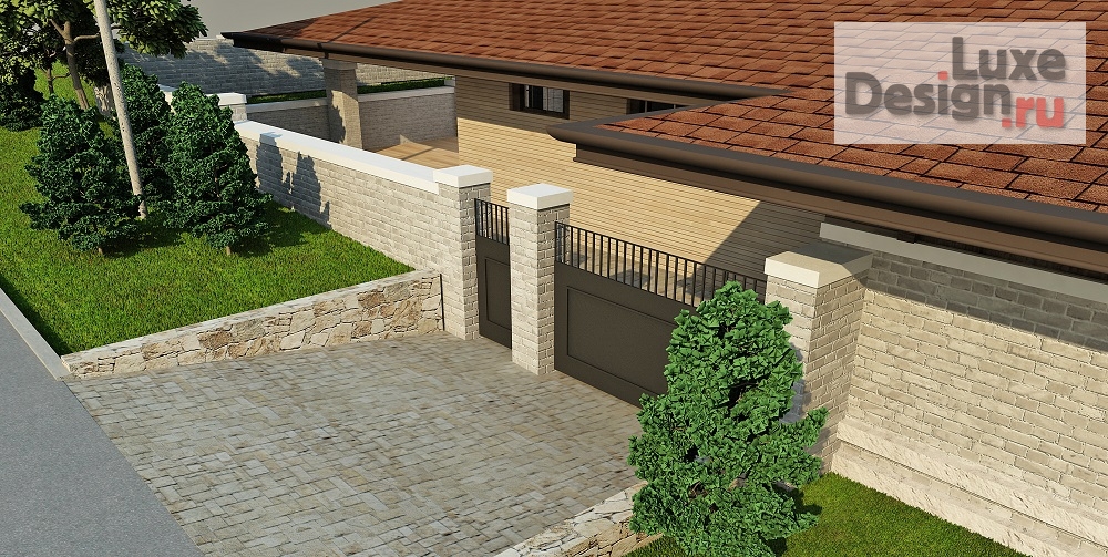 Частная архитектура "Проект загородного дома с баней  в стиле Л.Райта  650м.кв." (фото 8)