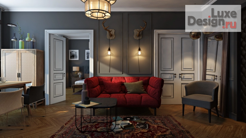 Дизайн интерьера двухкомнатной квартиры "квартира в Оружейном переулке" (фото 3)