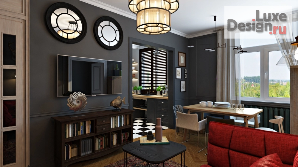 Дизайн интерьера двухкомнатной квартиры "квартира в Оружейном переулке" (фото 4)