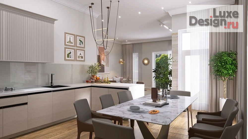 Дизайн интерьера гостиной "Гостиная с открытой кухней" (фото 4)