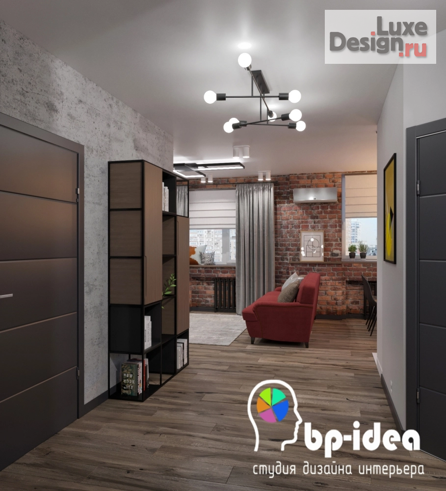 Дизайн интерьера трехкомнатной квартиры "Квартира с элементами лофта" (фото 2)